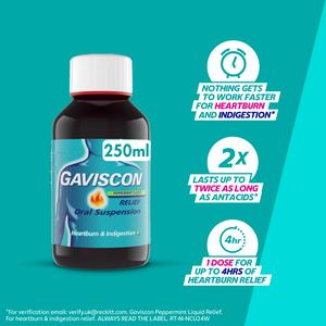 Gaviscon Heartburn & Indigestion Liquid Peppermint 250ml - gallery image 4