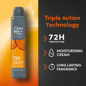 Dove Men+Care Advanced Antiperspirant Aerosol Sandalwood + Vanilla 200ml - gallery image 2