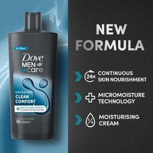 Dove Men+Care 700ml Hydrating Clean Comfort 3 in 1 Hair, Face & Body Wash - gallery image 2