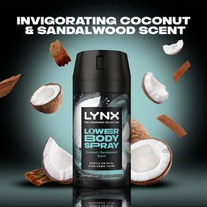 Lynx Coconut + Sandalwood 72hr Lower Body Spray Fine Fragrance Deodorant for Men 100ml - gallery image 3