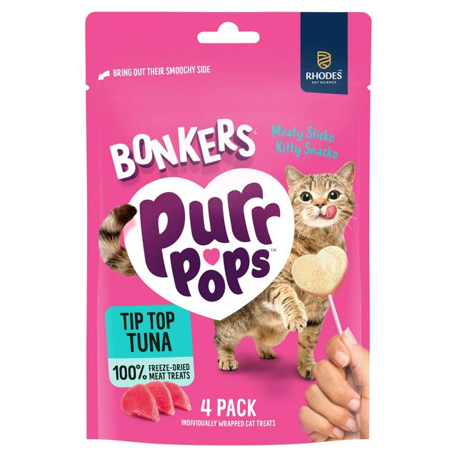 Bonkers Purrpops Lollipop Cat Treats TIp Top Tuna Flavour Pack x4 - gallery image 1