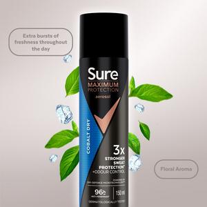 Sure Men Maximum Protection 150ml Cobalt Dry Antiperspirant Aerosol Deodorant Spray - gallery image 3