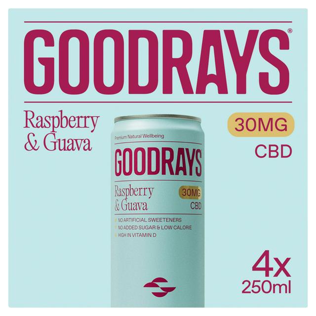 Goodrays Natural Cbd Raspberry & Guava Drink 4 X 250Ml