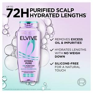 L'Oréal Paris Elvive Hydra Pure 72H Purifying Hair Shampoo for Oily Scalp & Dehydrated Lengths 400ml - gallery image 2