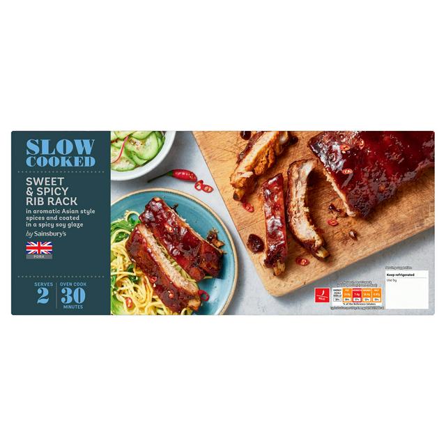 Sainsburys Slow Cooked Pork Sweet & Spicy Rib Rack 646g