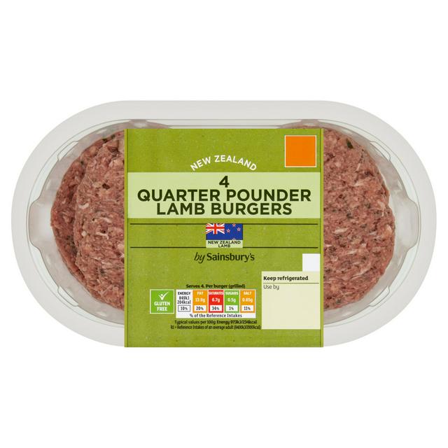Sainsburys 4 x Quarter Pounder Lamb Burgers 454g