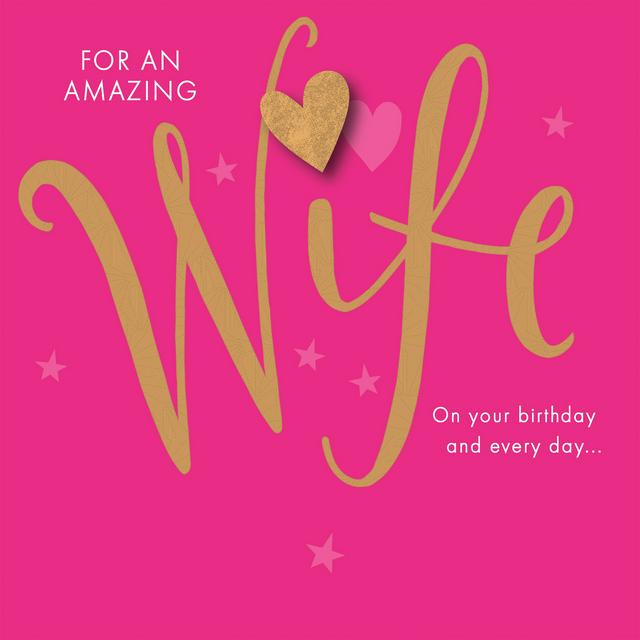 Carlton For An Amazing Wife Happy Birthday Gold Lettering Design Greeting Card - gallery image 1