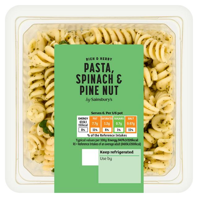 Sainsburys Sainsbury's Herby Pasta, Spinach & Pine Nut 400g