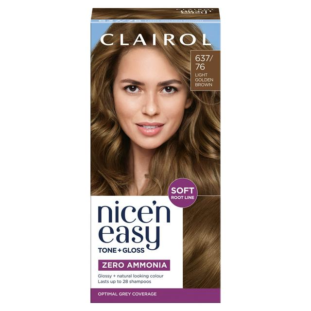 Clairol NICE'N EASY TONE+GLOSS SEMI PERMANENT HAIR DYE - 637/76 LIGHT GOLDEN BROWN