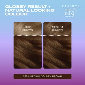 Clairol Nice'N Easy Tone+Gloss Medium Golden Brown 537/78 Semi Permanent Hair Dye - gallery image 2