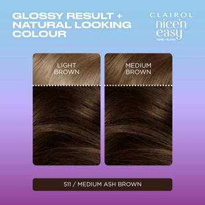 Clairol Nice'N Easy Tone+Gloss Medium Ash Brown 511/77 Semi Permanent Hair Dye - gallery image 2