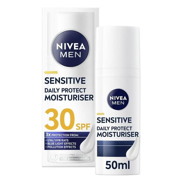 NIVEA Men Sensitive Daily Protect Moisturiser SPF30 50ml - gallery image 1