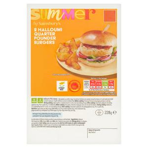 Sainsbury's Summer 2 Halloumi Quarter Pounder Burgers 228g