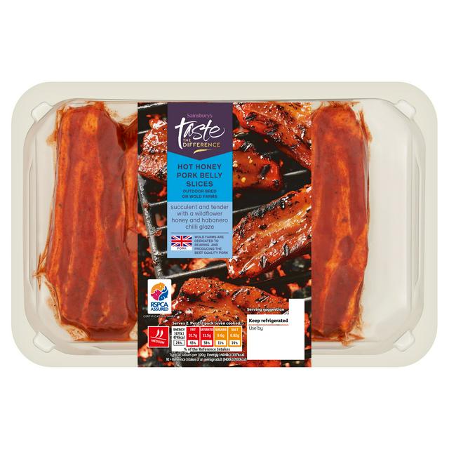 Taste the Difference Sainsbury's Hot Honey Pork Belly Slices, Taste the Difference 490g