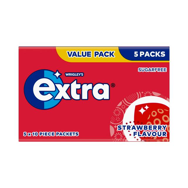 Extra Strawberry Flavour Sugarfree Chewing Gum Multipack 5 x 10 - gallery image 1
