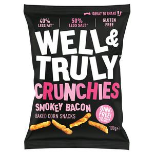 Well & Truly Crunchies Smokey Bacon Baked Corn Snacks 100g