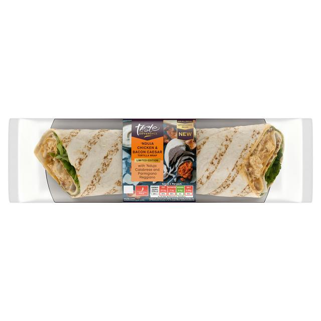 Taste the Difference Sainsbury's Nduja Chicken & Bacon Caesar Tortilla Wrap, Limited Edition, Taste the Difference