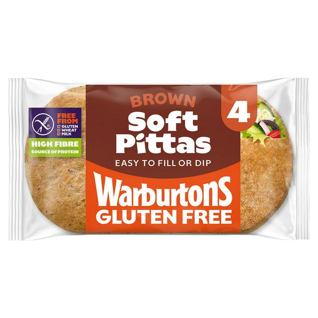 Warburtons Gluten Free Brown Soft Pittas x4 - gallery image 1