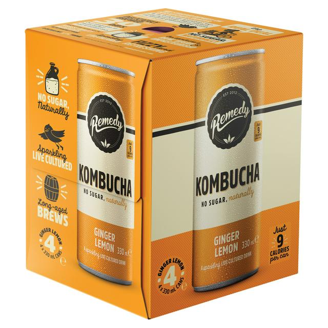 Remedy Kombucha Ginger Lemon 4 x 330ml | Sainsbury's