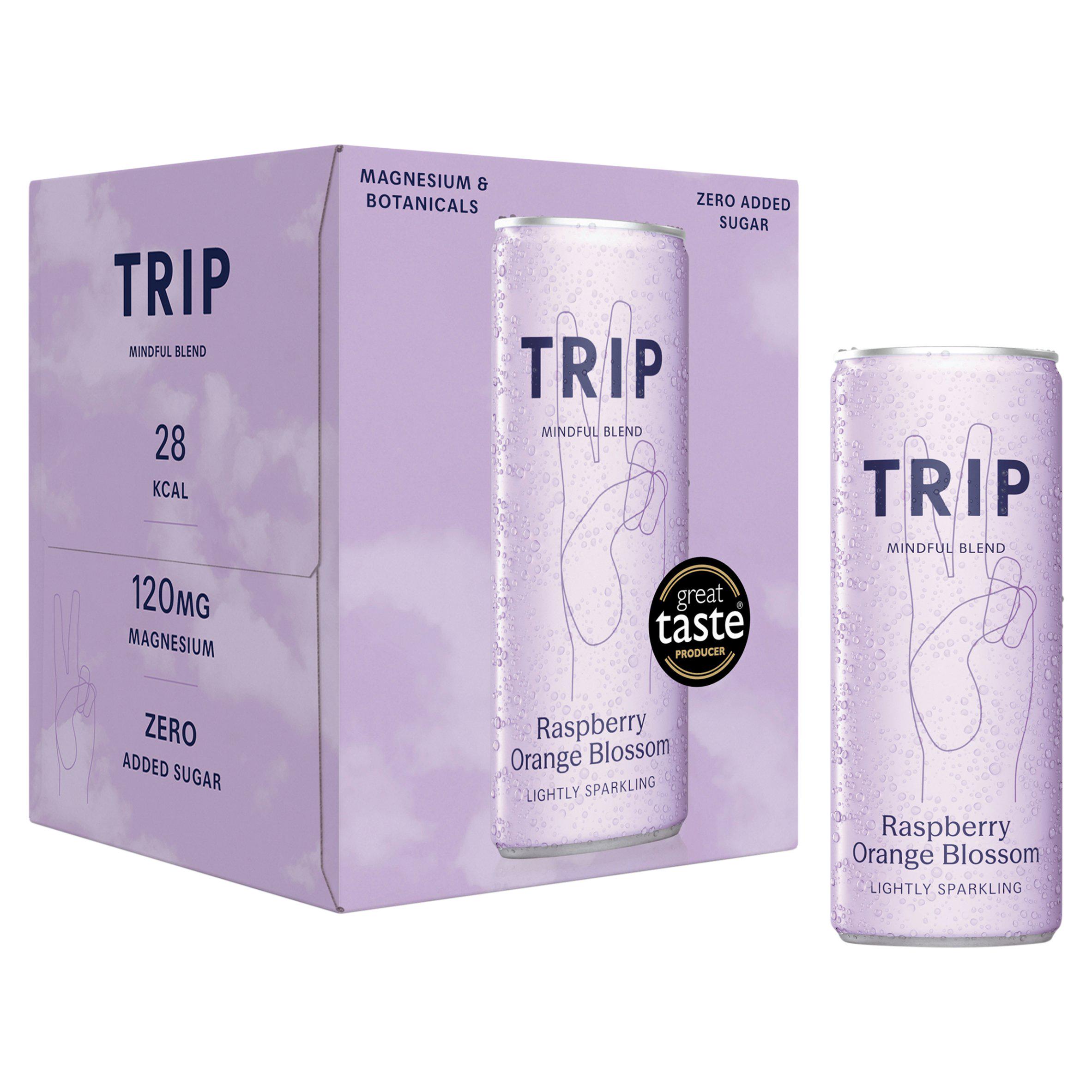 TRIP 4 x 250ml Raspberry Orange Blossom Sparkling Drink | Sainsbury's