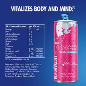 Red Bull Energy Drink Sugar Free White Peach Edition 4 x 250ml - gallery image 3