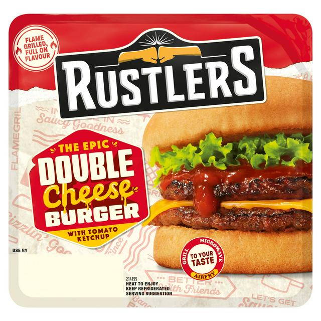 Rustlers the Epic Double Cheese Burger with Tomato Ketchup 145g - gallery image 1