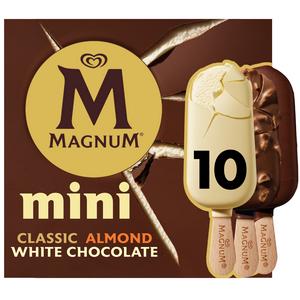 Magnum Mini Classic 10 x 55ml Almond & White Chocolate Ice Cream Sticks - gallery image 2
