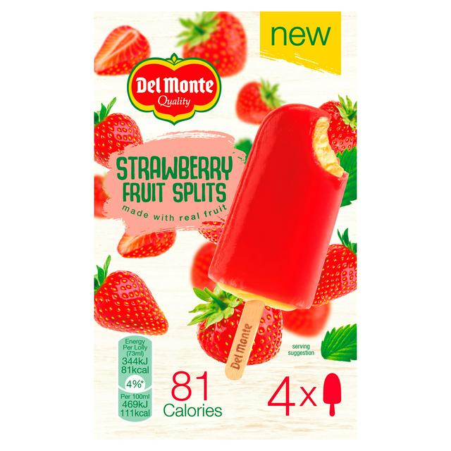 Del Monte Strawberry Fruit Splits 4 x 73ml - gallery image 1