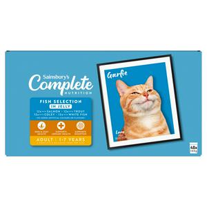 Sainsbury's 48 x 100g Fish Selection in Jelly Adult 1-7 Years Complete Nutrition Cat Food