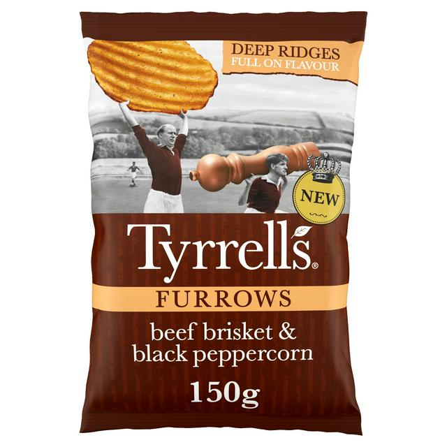 Tyrrells Furrows Beef Brisket & Black Peppercorn Sharing Crisps 150g - gallery image 1