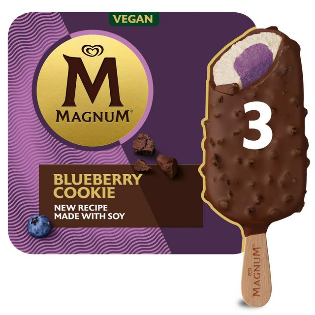 Magnum 3 x 90ml Collection Blueberry Cookie Vegan Ice Cream Sticks - gallery image 1