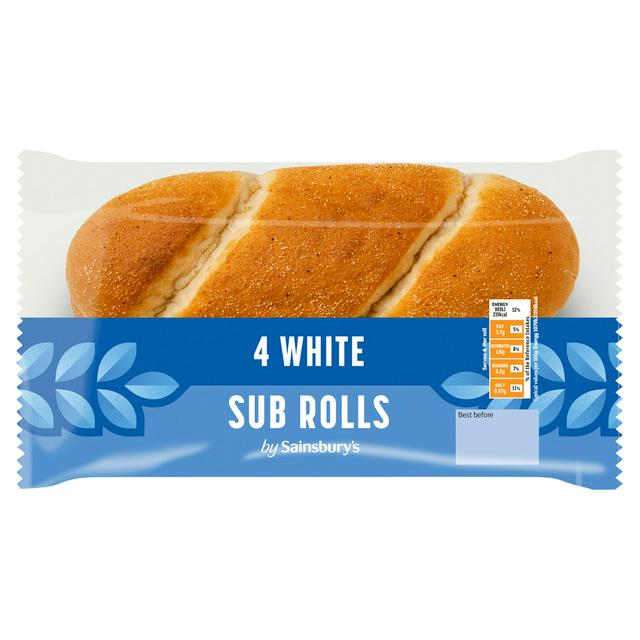 Sainsburys White Sub Rolls x4