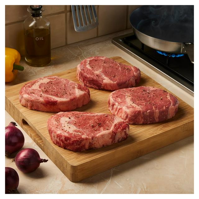 Taste the Difference Sainsbury's 4 x 400g Aberdeen Angus Thick Cut Ribeye Steaks, Taste the Difference