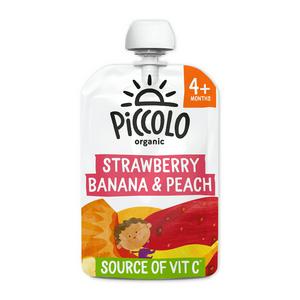 Piccolo Organic Strawberry, Banana & Peach Smooth 4+ Months 100g