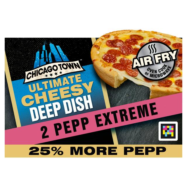 Chicago Town Ultimate Cheesy Deep Dish Pepp Extreme on a Cheesy Sauce Pizza 2 x 163g