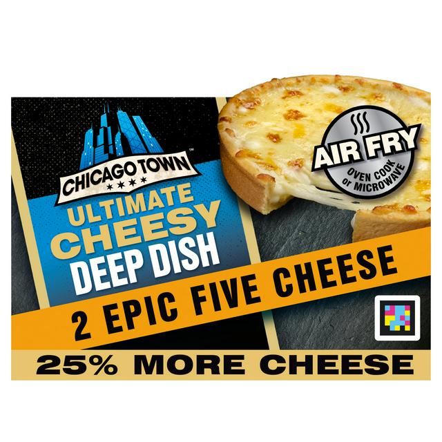 Chicago Town Ultimate Cheesy Deep Dish Epic Five Cheese on a Cheesy Sauce Pizza 2 x 164g
