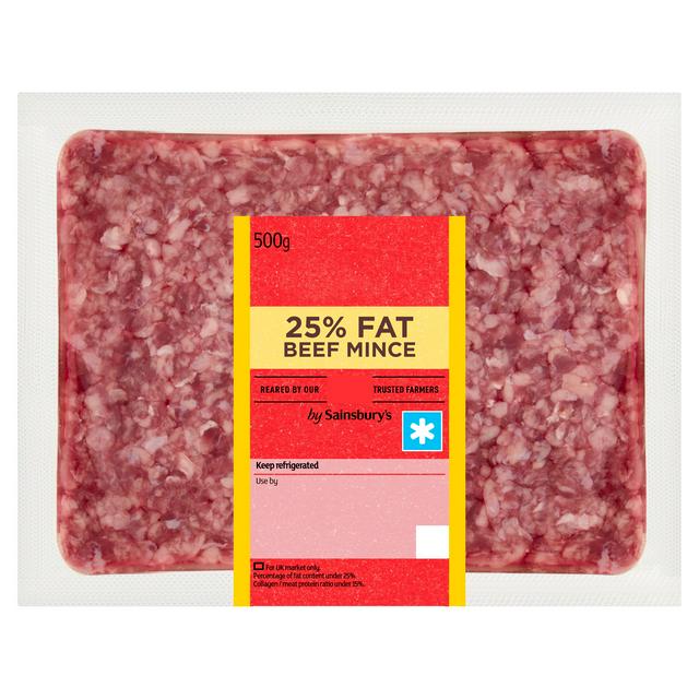 Sainsburys Sainsbury's British or Irish 25% Fat Beef Mince 500g