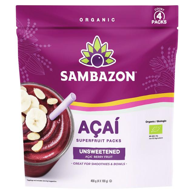 Sambazon Pure Unsweetened Acai Packs 4 x 100g - gallery image 1