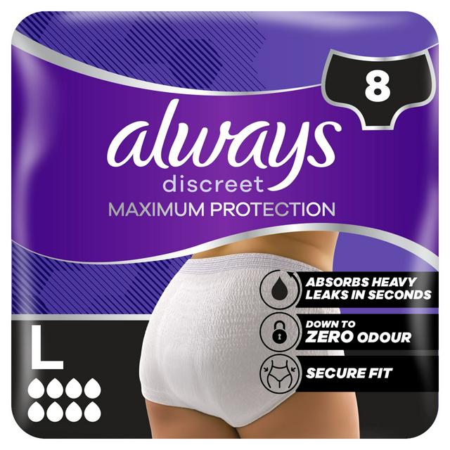 Always Discreet Incontinence Pants Maximum Protection Size L x8