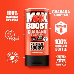 Original Source Max Boost 400ml Guarana & Grapefruit Shower Gel - gallery image 2