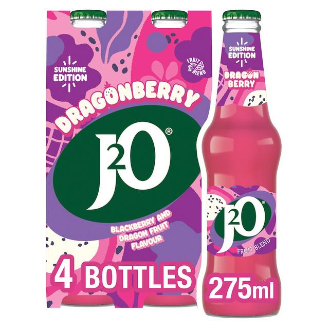 J2O 4 x 275ml Dragonberry Blackberry & Dragon Fruit Flavour, Sunshine Edition - gallery image 1