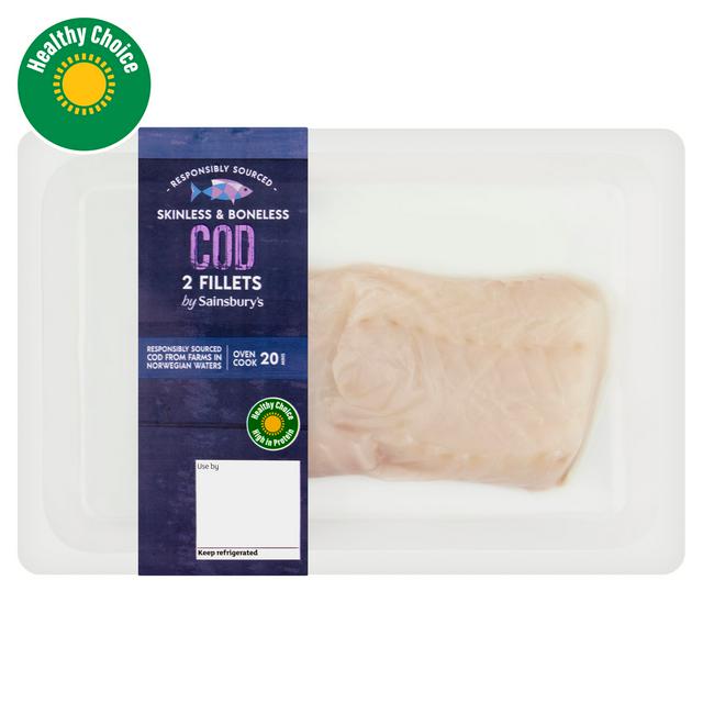 Sainsburys Sainsbury's Skinless & Boneless Cod Fillets x2 250g