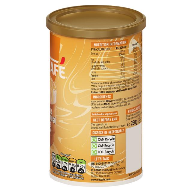 Nescafe Vanilla Cookie Dough Latte Coffee Tub 260g | Sainsbury's