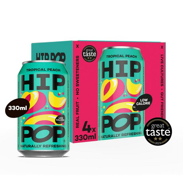 Hip Pop Tropical Peach Living Soda 4 x 330ml | Sainsbury's