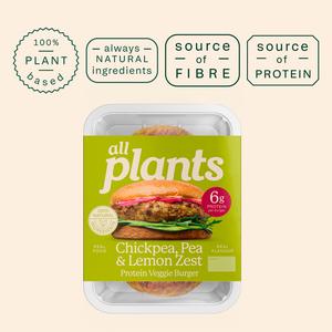 Plants Chickpea, Pea & Lemon Zest Protein Veggie Burger 180g - gallery image 3