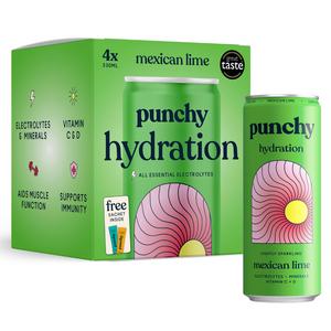 Punchy 4 x 330ml Hydration with Essential Minerals & Vitamins Mexican Lime Electrolyte Drink - gallery image 2