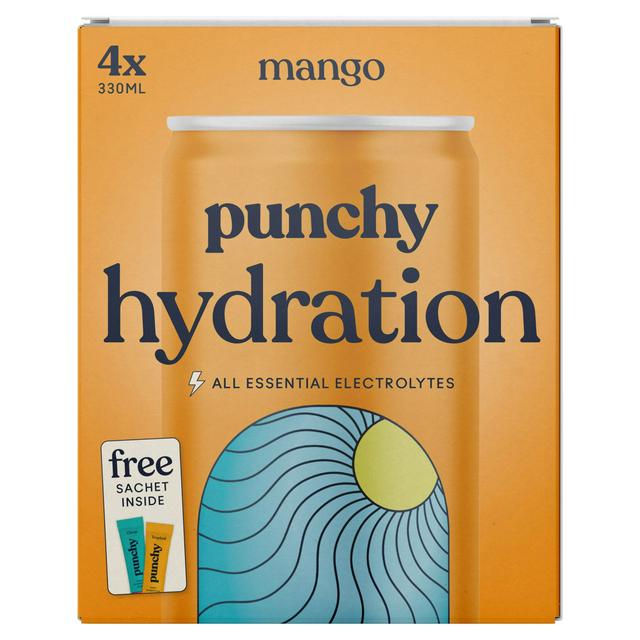 Punchy Hydration 4 x 330ml Mango with Minerals & Vitamins Electrolyte Drinks - gallery image 1