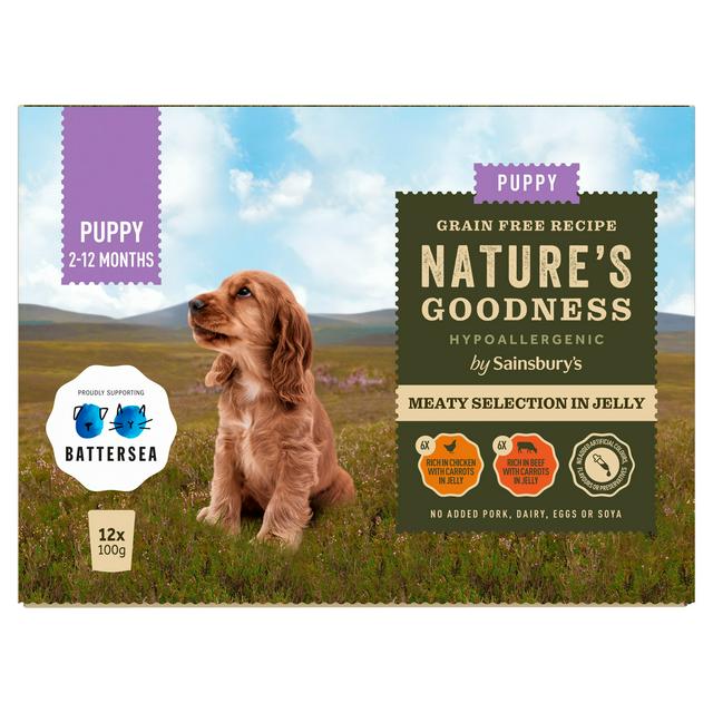 Sainsburys Puppy Nature's Goodness Meaty Selection in Jelly 2-12 Months Dog Food 12 x 100g