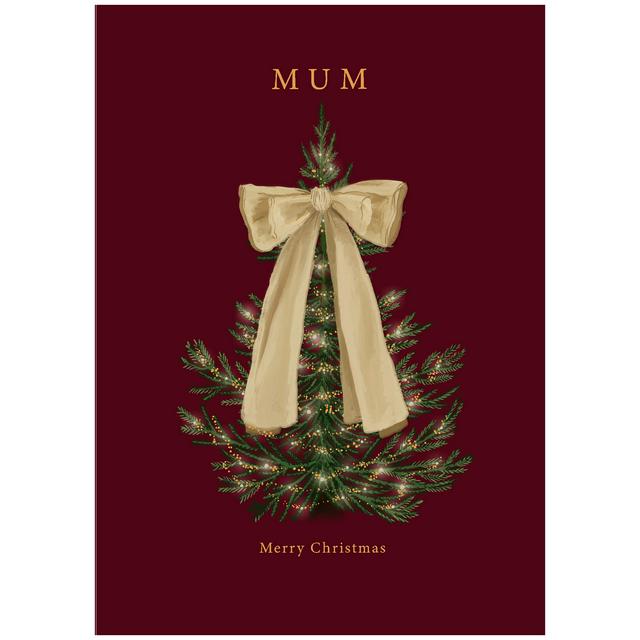 Sainsbury's Merry Christmas Mum Large Bow & Tree Design Greeting Card - gallery image 1