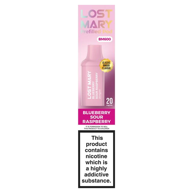 lost mary 4 in 1 pods sainsbury's Lost Mary BM600 Blueberry Sour Raspberry Prefilled Pod 20mg/ml